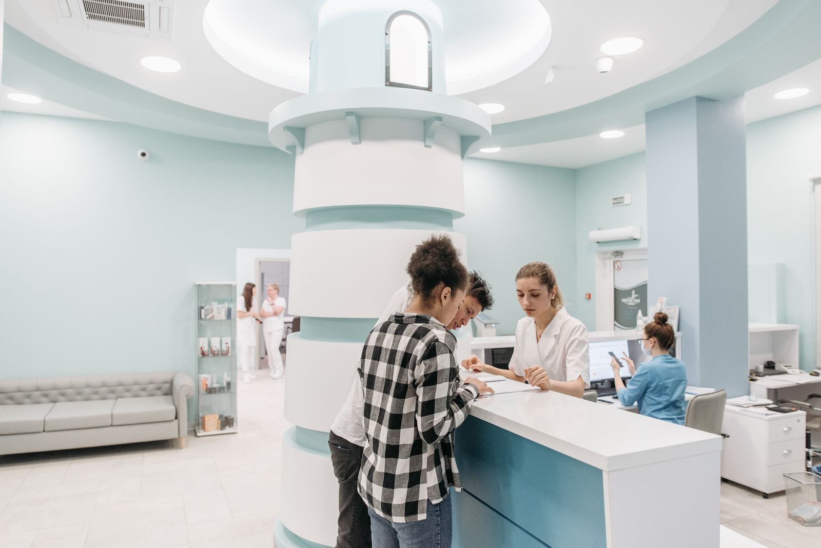 Clinic reception desk.