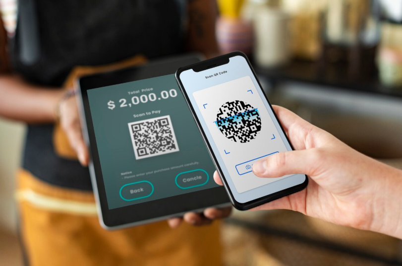 Online payments setup using QR code example design by WCube