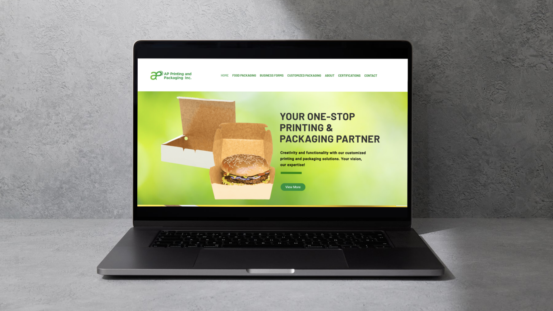 AP Printing and Packaging Inc. website design by WCube
